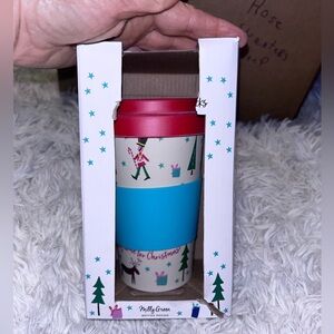 Milly Green Christmas reindeer soldier Travel Mug NIB box damaged